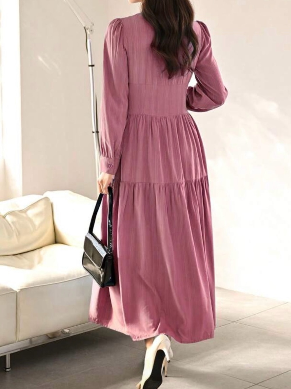 SHEIN Dusty Rose Button-Front Maxi Dress - Picture 3 of 9